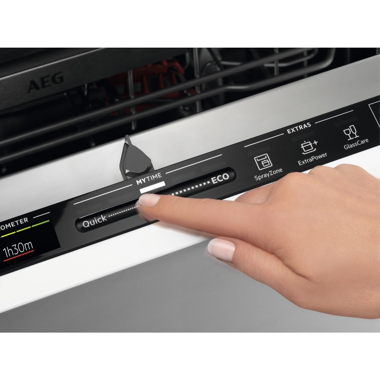 AEG Series 6000 SatelliteClean Integrated Dishwasher - D-Rated, Black control panel