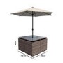 4 Seater Brown Rattan Cube Garden Dining Set - Parasol Included - Fortrose
