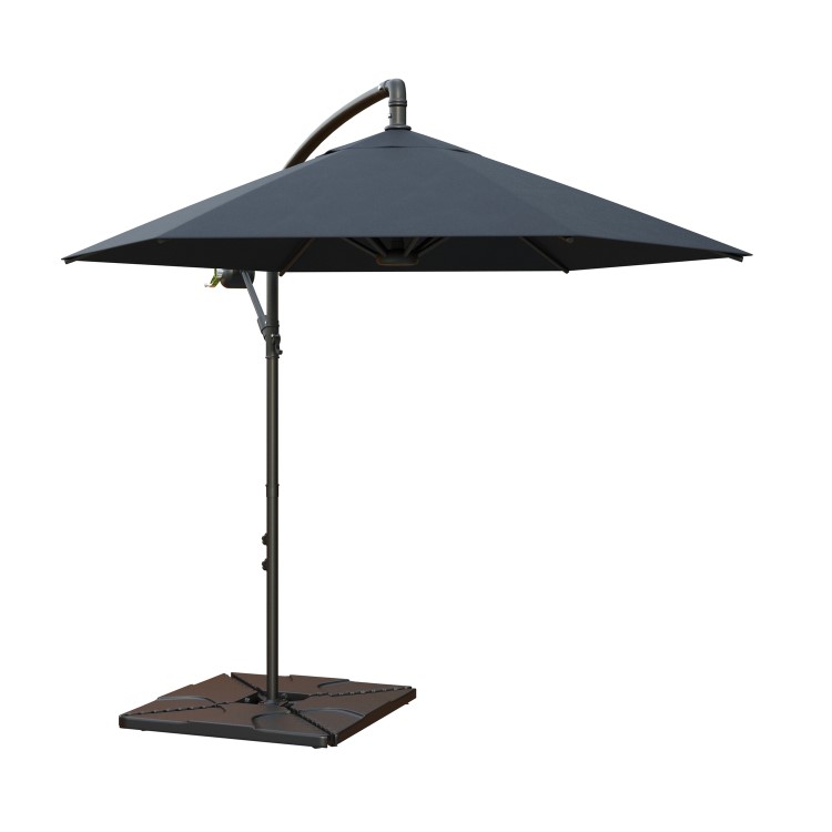 Black Rope Effect Corner Sofa Set with Matching Stools and Parasol