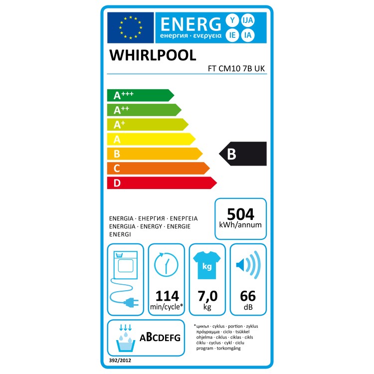 Refurbished Whirlpool FTCM107BUK Freestanding Condenser 7KG Tumble Dryer White