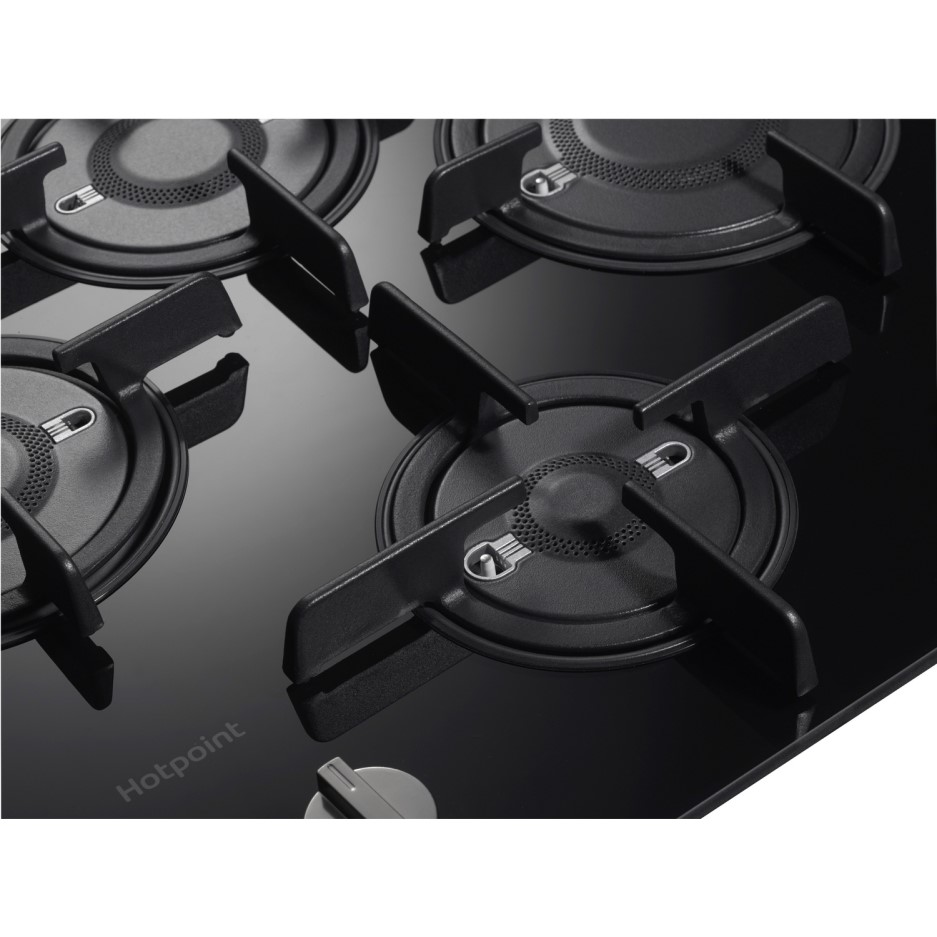 Hotpoint FTGHG641DHBK4 Burner Black Glass Gas Hob BuyItDirect.ie