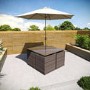 ONLY OPENED - Brown Rattan 6 Piece Garden Furniture Cube Dining Set - Parasol Included