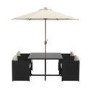 Black Rattan Cube Garden Dining Set - 4 Seater - Parasol Included - Fortrose