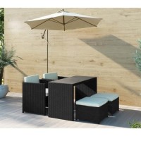 Black Rattan 5 Piece Storeaway Garden Dining Set
