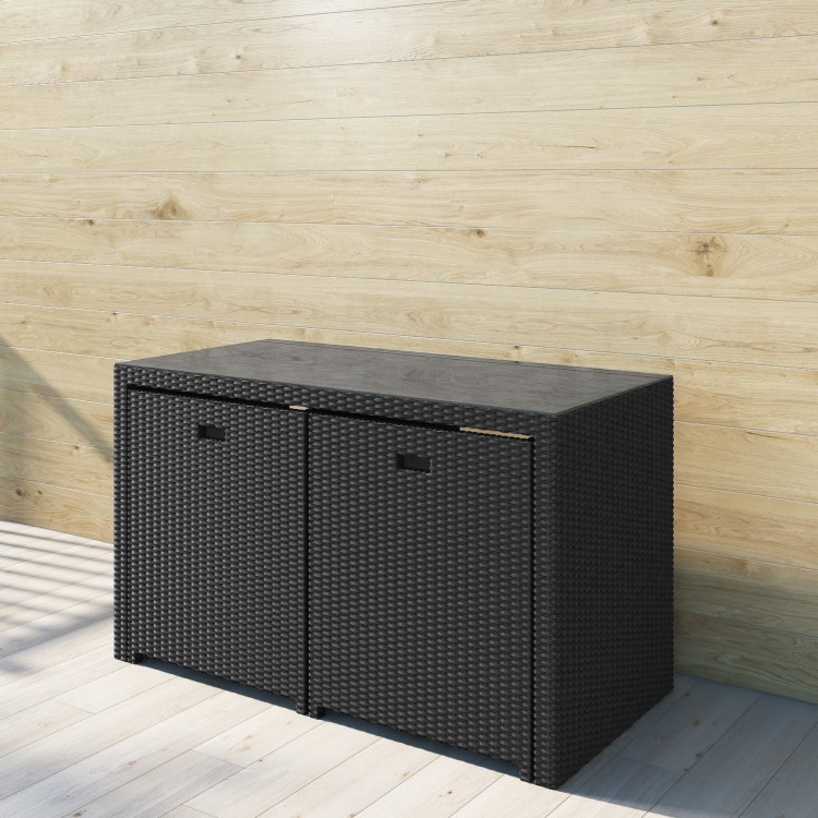 Black Rattan 5 Piece Storeaway Garden Dining Set