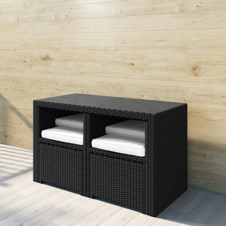 Black Rattan 5 Piece Storeaway Garden Dining Set