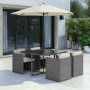 4 Seater Grey Rattan Cube Garden Dining Set - Parasol Included - Fortrose