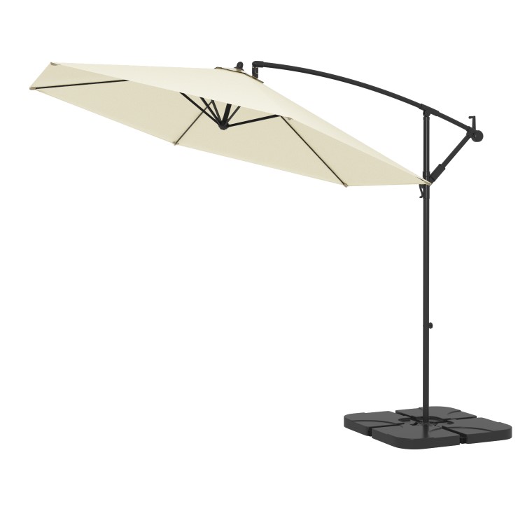 3x3m Cream Cantilever Parasol with Base and Cover Included  - Fortrose