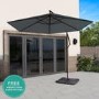 3x3m Dark Grey Cantilever Parasol with Base and Cover Included   - Fortrose