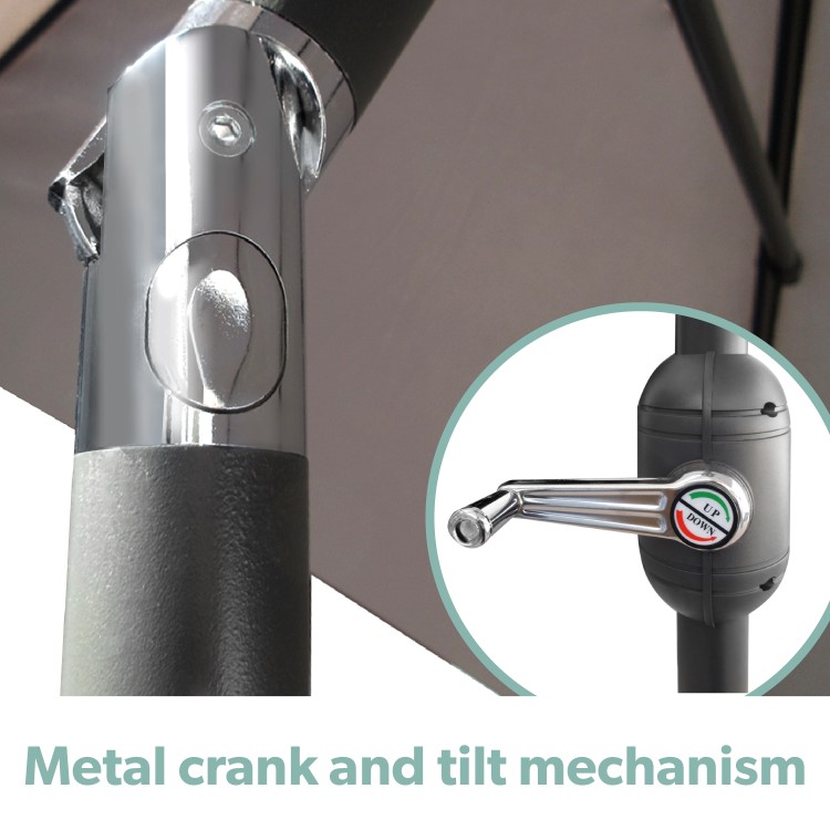 3x3m Dark Grey Cantilever Parasol with Base and Cover Included   - Fortrose