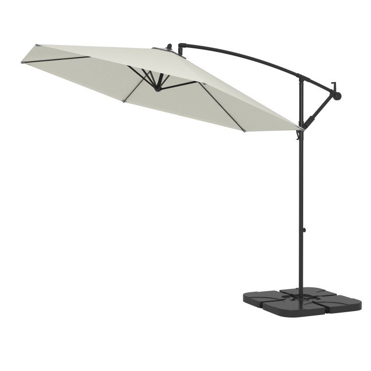 GRADE A1 - Large 3x3m Cantilever Garden Parasol - Base & Cover Included - Grey