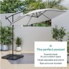 3x3m Light Grey Cantilever Parasol with Base and Cover Included  - Fortrose