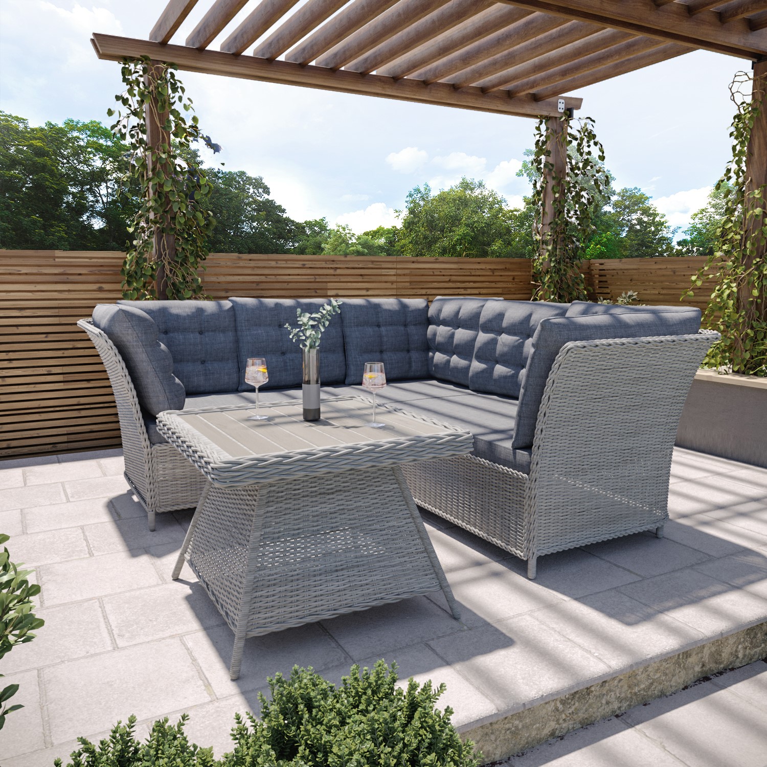 Grey Rattan Garden Corner Sofa And Table Set Aspen Buyitdirect Ie