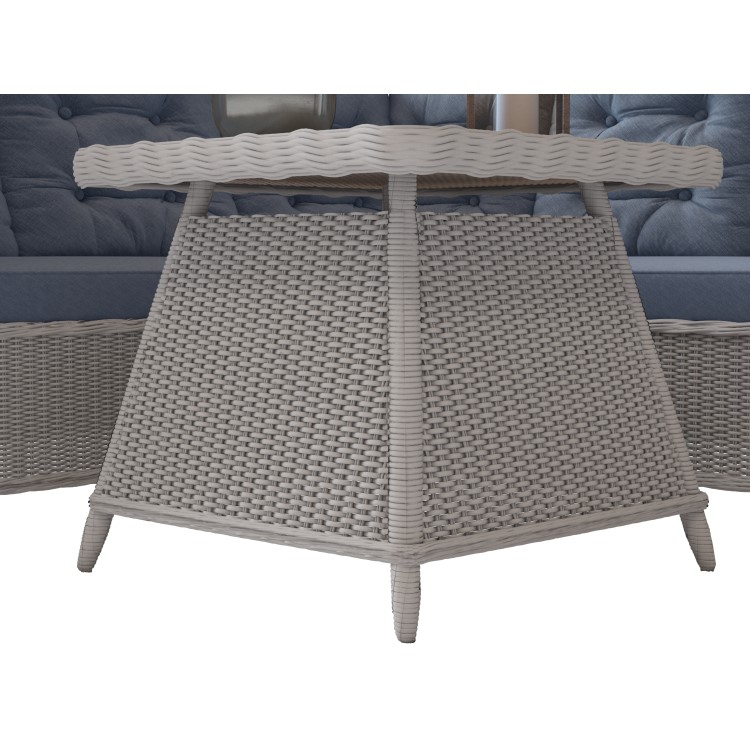 GRADE A1 - Aspen Grey Rattan Garden Furniture - Corner Sofa Table & Cushions Included