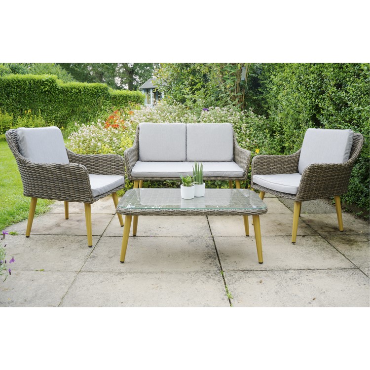 Rattan 4 Seater Garden Sofa & Table Set - Aspen