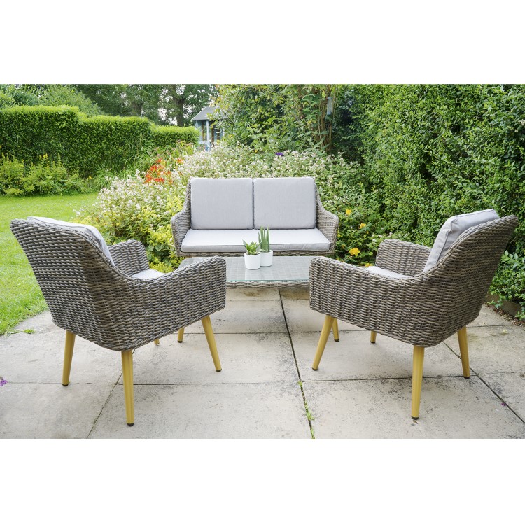 Rattan 4 Seater Garden Sofa & Table Set - Aspen