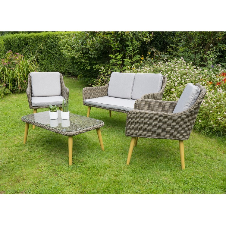 Rattan 4 Seater Garden Sofa & Table Set - Aspen
