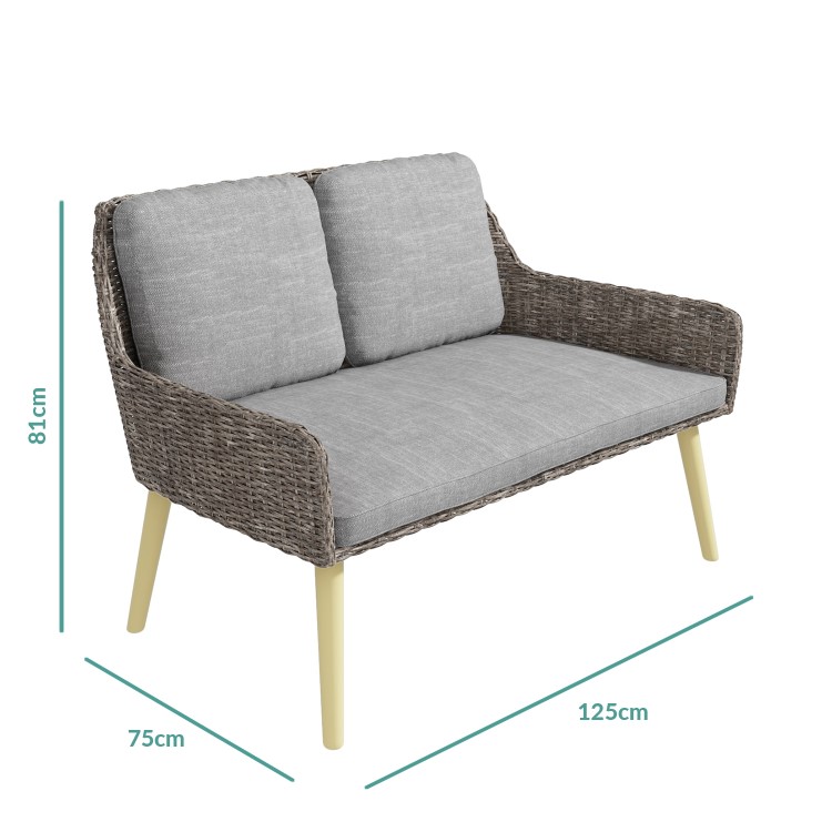 Rattan 4 Seater Garden Sofa & Table Set - Aspen