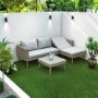 Rattan Garden Recliner Corner Sofa with Cushions & Table