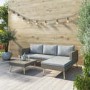Rattan Garden Recliner Corner Sofa with Cushions & Table