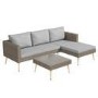 Rattan Garden Recliner Corner Sofa with Cushions & Table
