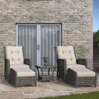GRADE A1 - Grey Rattan Reclining Garden Lounger Set with Table - Aspen Range