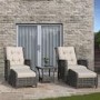 GRADE A1 - Grey Rattan Reclining Garden Lounger Set with Table - Aspen Range