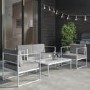 4 Piece White Metal Patio Garden Furniture Set with Table - Como