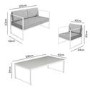 4 Piece White Metal Patio Garden Furniture Set with Table - Como