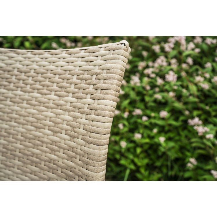 4 Piece Rattan Patio Outdoor Furniture Set with Grey Cushions & Table