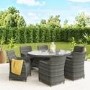 Rattan Garden Dining Table Set with 6 Chairs in Grey