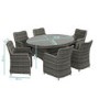 Rattan Garden Dining Table Set with 6 Chairs in Grey