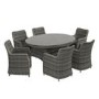 Rattan Garden Dining Table Set with 6 Chairs in Grey