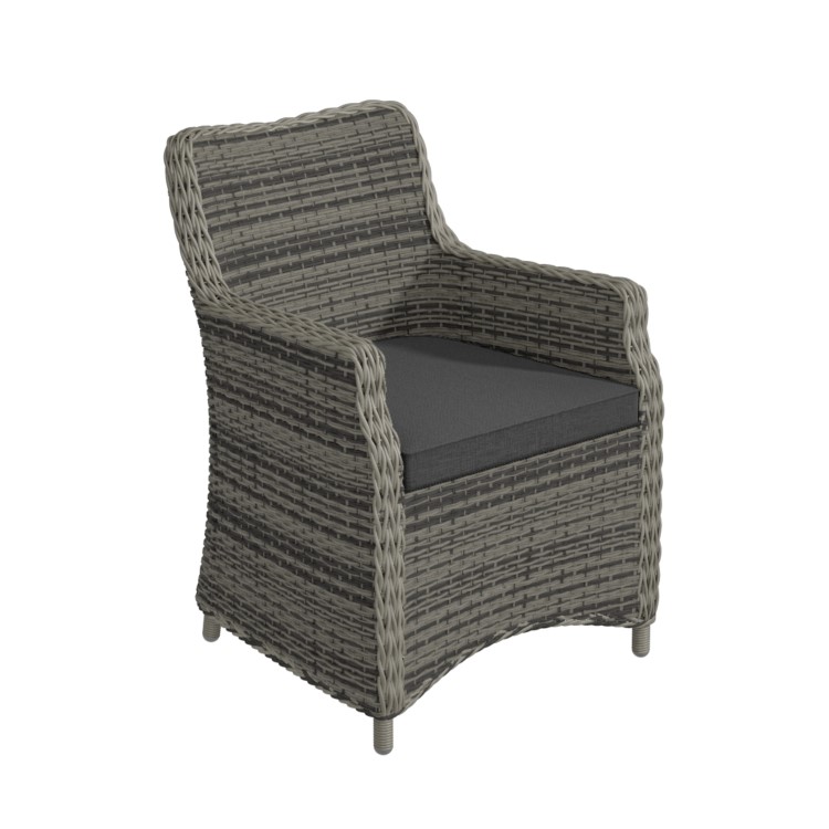 Rattan Garden Dining Table Set with 6 Chairs in Grey