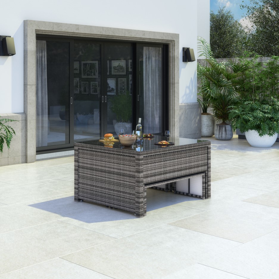8 Seater Grey Rattan Outdoor Dining Set with Extendable Table - Aspen