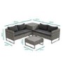 Rattan Corner Sofa Set with Storage Box and Table in Grey