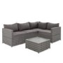 4 Seater Grey Rattan Garden Corner Sofa Set  - Fortrose
