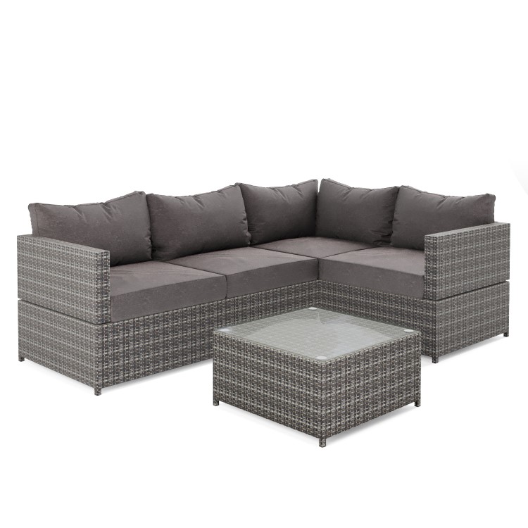 4 Seater Grey Rattan Garden Corner Sofa Set  - Fortrose