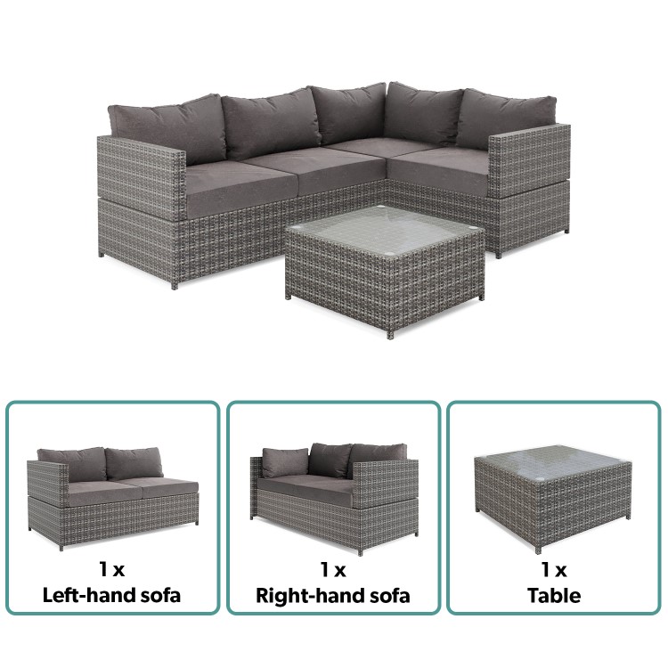 4 Seater Grey Rattan Garden Corner Sofa Set  - Fortrose