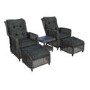 Reclining Rattan Garden Lounger Set in Grey with Table & Footstools  - Aspen