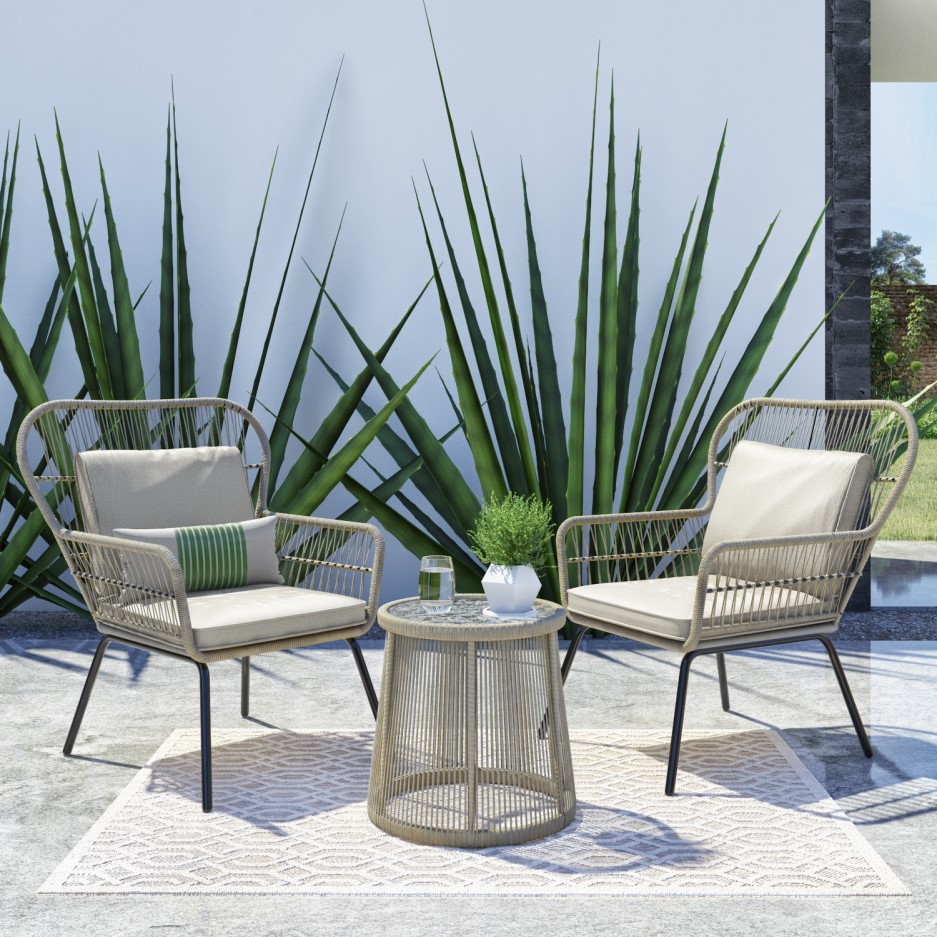 Rattan 2 Seater Bistro Set - Garden Dining Furniture - BuyItDirect.ie