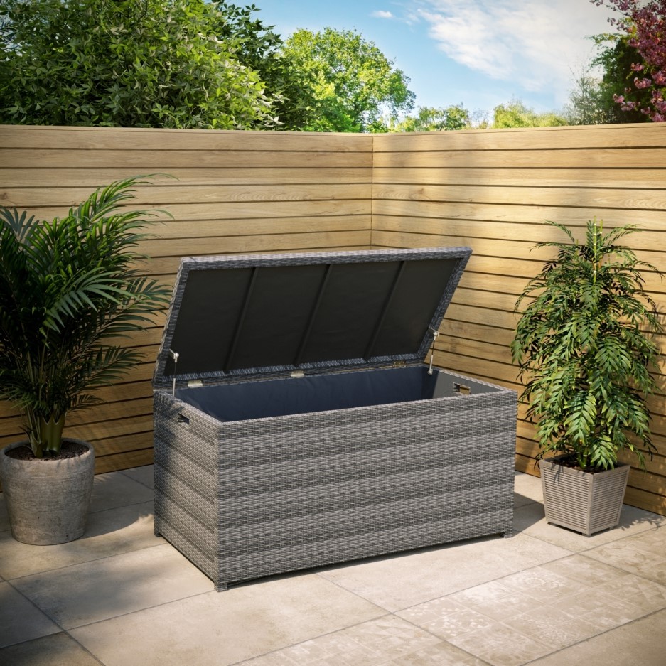 Grey Rattan Garden Storage Box - BuyItDirect.ie