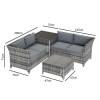 Outdoor Rattan 4 Seater Corner Sofa &amp; Table Set in Grey  - Fortrose