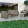 6 Seater Light Grey Rattan Garden Sofa Set  - Fortrose