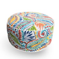 Outdoor Portable Pouffe with Multi Paisley Print - Inflatable  - Fortrose