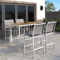 White Outdoor Bar Set with 4 Bar Stools