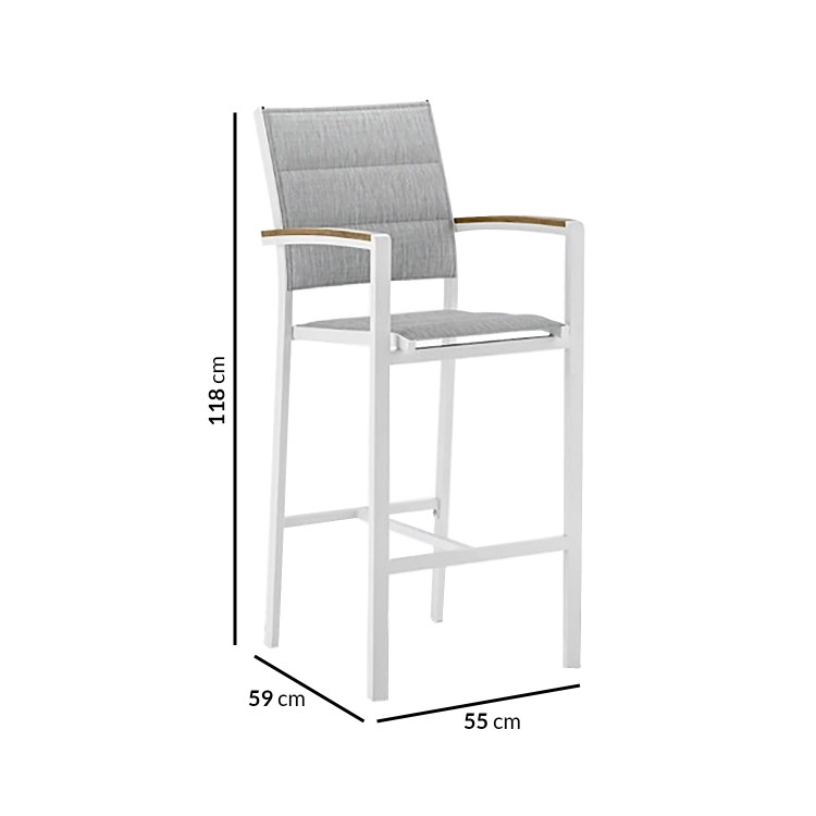 White Outdoor Bar Set with 4 Bar Stools