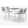 White Outdoor Bar Set with 4 Bar Stools