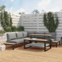 Grey Garden Corner Sofa Set with Adjustable Table - Como