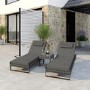 Dark Grey 2 Seater Rattan Garden Sun Lounger Set - Como